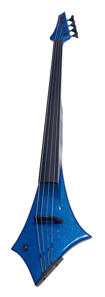 4-string fretless Cobra royal blue metal flake